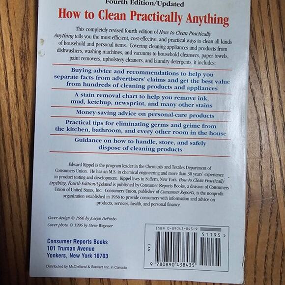 How to Clean Practically Anything Book 4th Edition Consumer Reports Guide - Picture 2 of 3